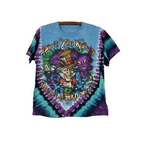 Liquid Blue Mens Alice In Wonderland Tie Dye We're All Mad Here Tshirt Size S